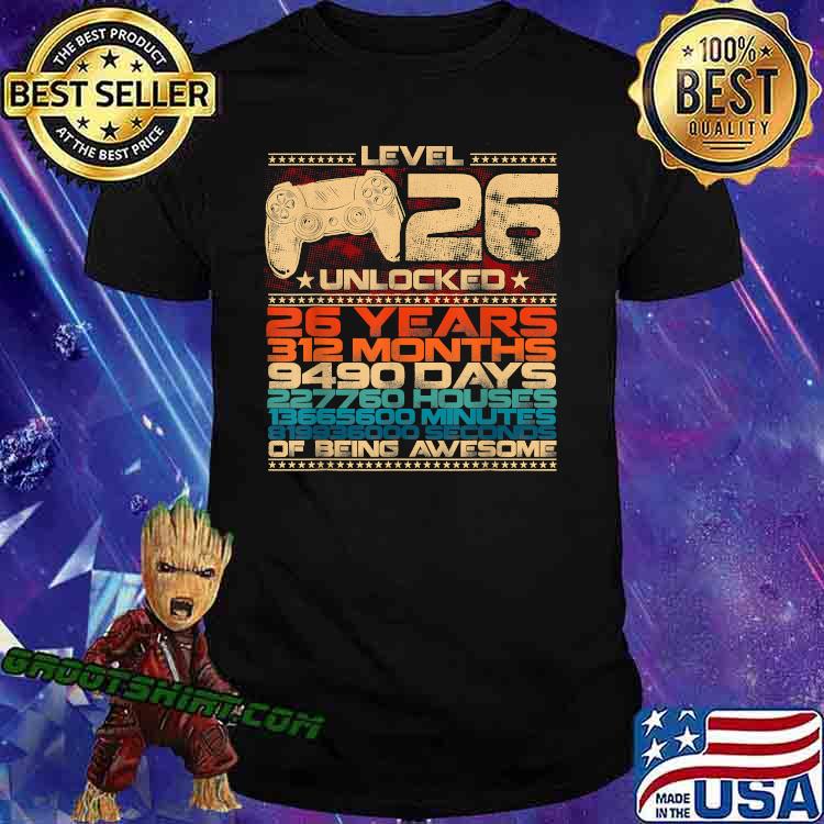 Level 26 Unlocked 26 Years Old Video Gamer 26 Birthday Vintage T-Shirt Level 26 Unlocked 26 Years Old Video Gamer 26 Birthday Vintage T-Shirt