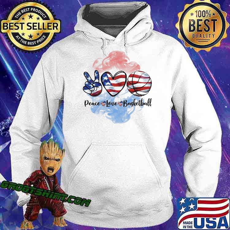 Peace love basketball 4th of July Independence Hoodie