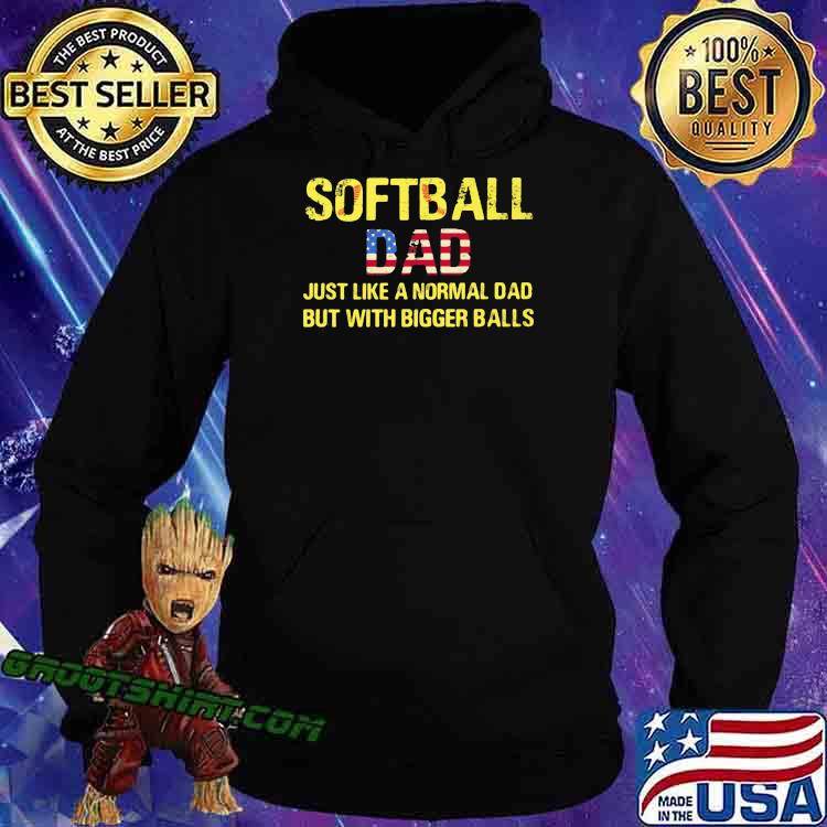 Softball Dad Just Like a Normal Dad But With Bigger Balls American Flag Shirt Hoodie