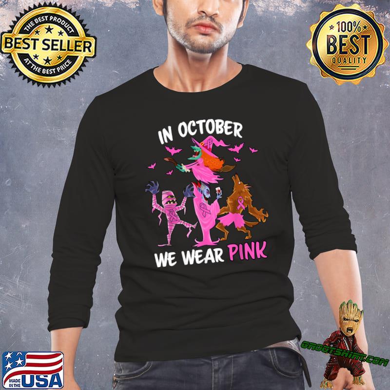 In October We Wear Pink Breast Cancer Baseball Jersey Shirt