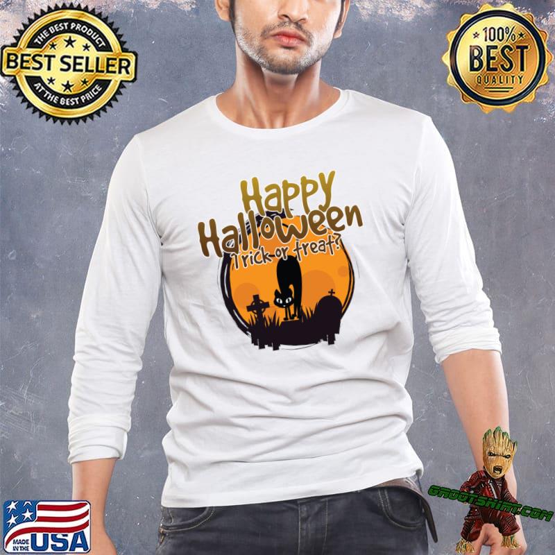 Happy Halloween Trick Or Treat Cat Moon T-Shirt