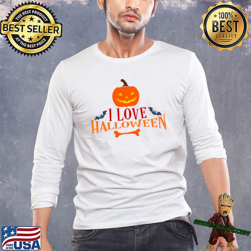 I Love Halloween Jack-o-lantern Pumpkin Bats T-Shirt