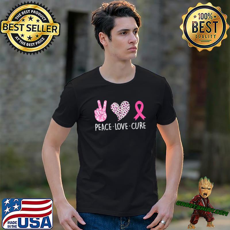 Peace love cure heart pink ribbon breast cancer awareness classic shirt