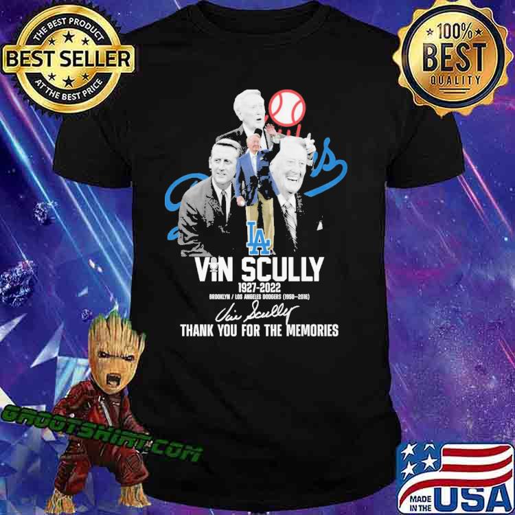 Vin Scully Los Angeles Dodgers thank for memories signatures shirt