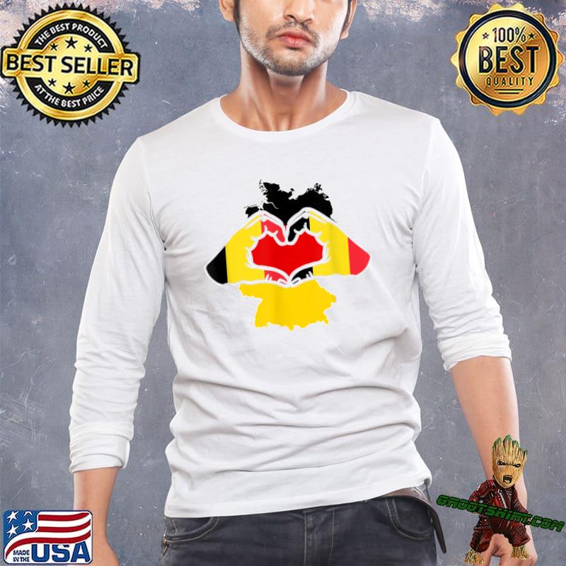 Belgium's love for the flag of germany hand heart T-Shirt