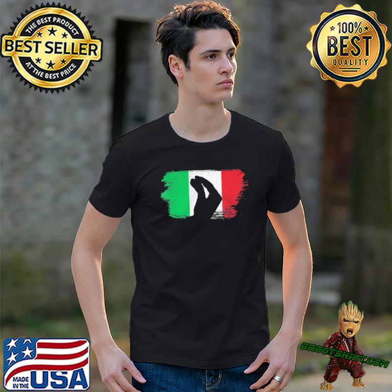 Funny Italy italian hand gesture italia flag italiano pride hand gesture shirt