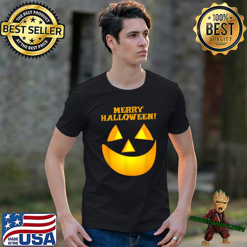 Merry Halloween Holiday Pumpkin Face T-Shirt