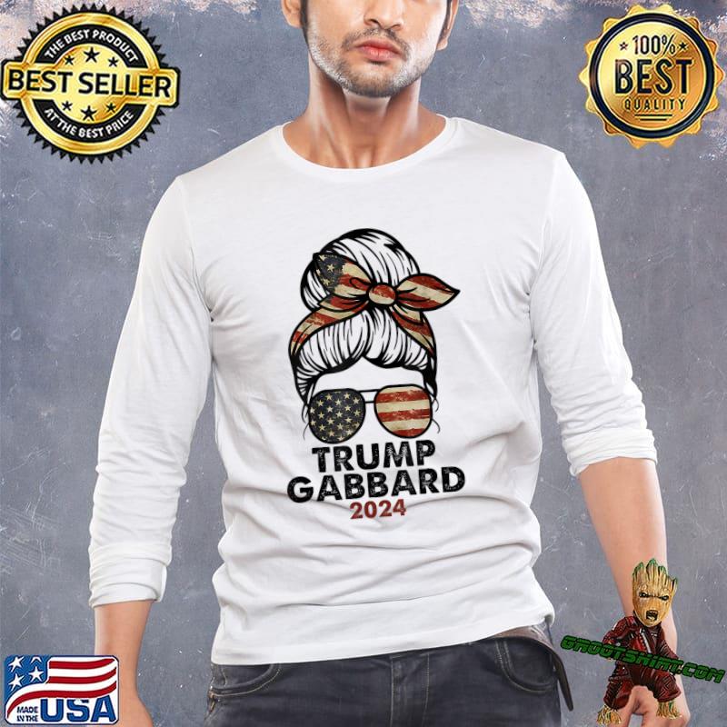 Messy Bun Donald Trump Tulsi Gabbard 2024 American Flag T-Shirt