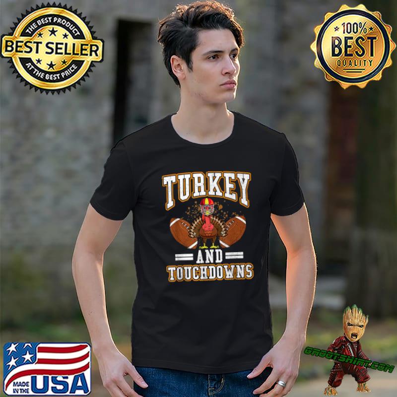 Turkey Touchdowns Football Thanksgiving Costume Rugby T-Shirt
