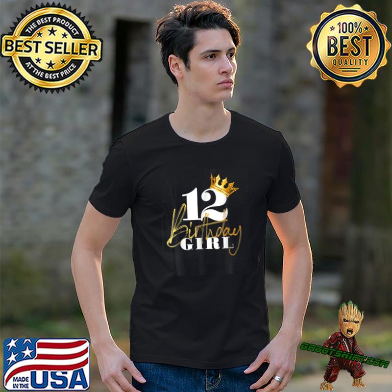 12th Birthday Girl Princess 12 Years Old Golden Crown Cute T-Shirt