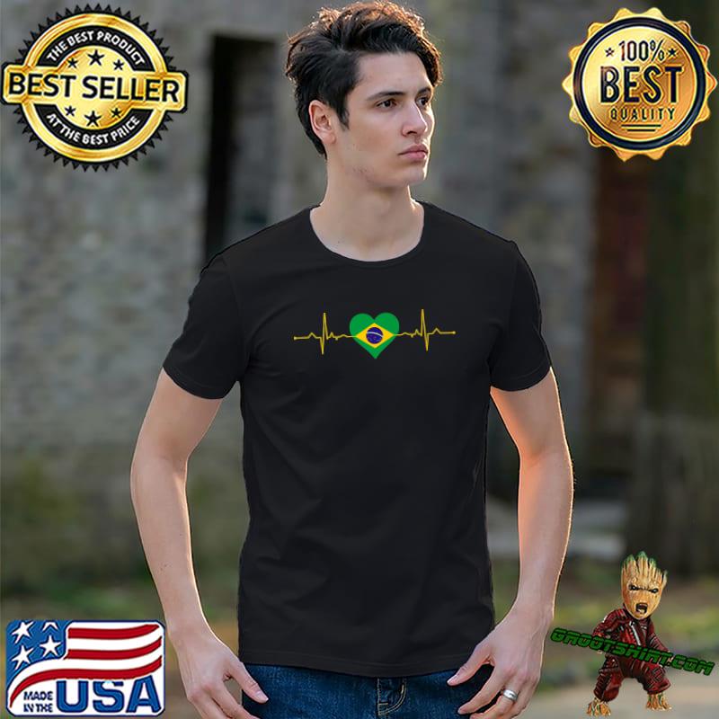 2022 Brasil Brazil Fan Heartbeat Brazilian Flag Soccer T-Shirt