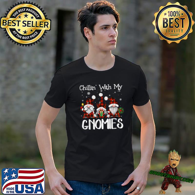 Chillin' With My Gnomies Buffalo Red Plaid Christmas Gnome T-Shirt