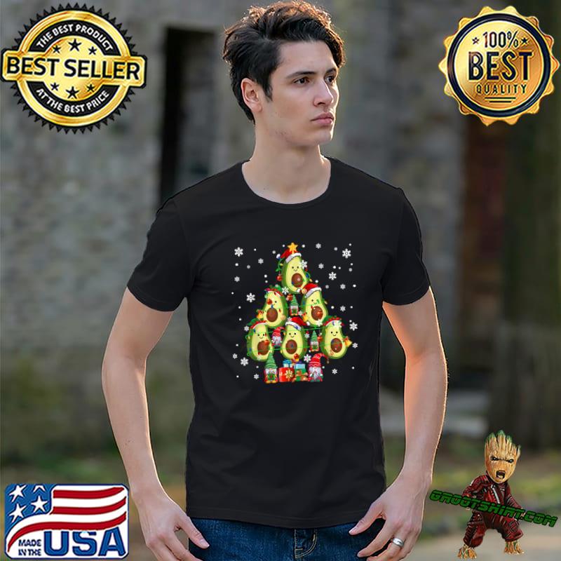 Group Santa Elf Avocados With Gnomes As Xmas Tree Vegetarian T-Shirt