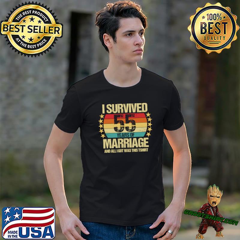 I Survived 55 Years Of Marriage Wedding Anniversary Vintage Stars T-Shirt