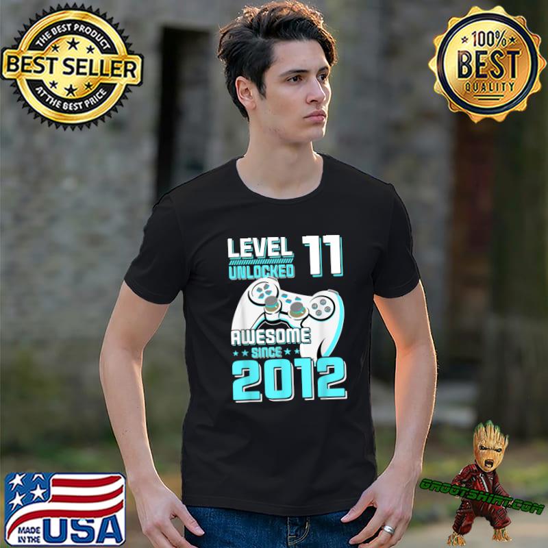 Level 11 Unlocked Awesome Since 2012 11th Birthday Games Stars T-Shirt
