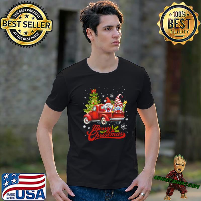 Merry Christmas Cute Gnome Red Truck Christmas Tree T-Shirt