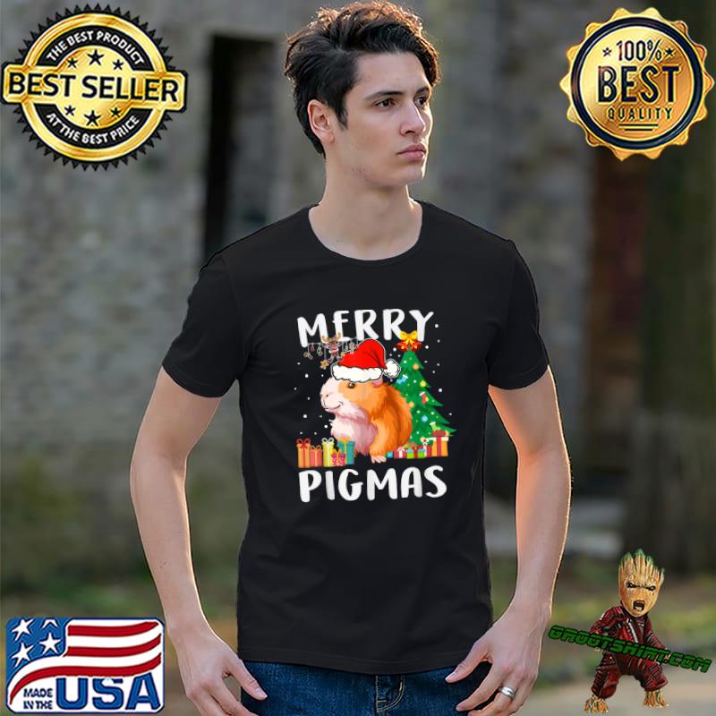 Merry Pigmas Guinea Pig Christmas Gifts Hat Santa T-Shirt