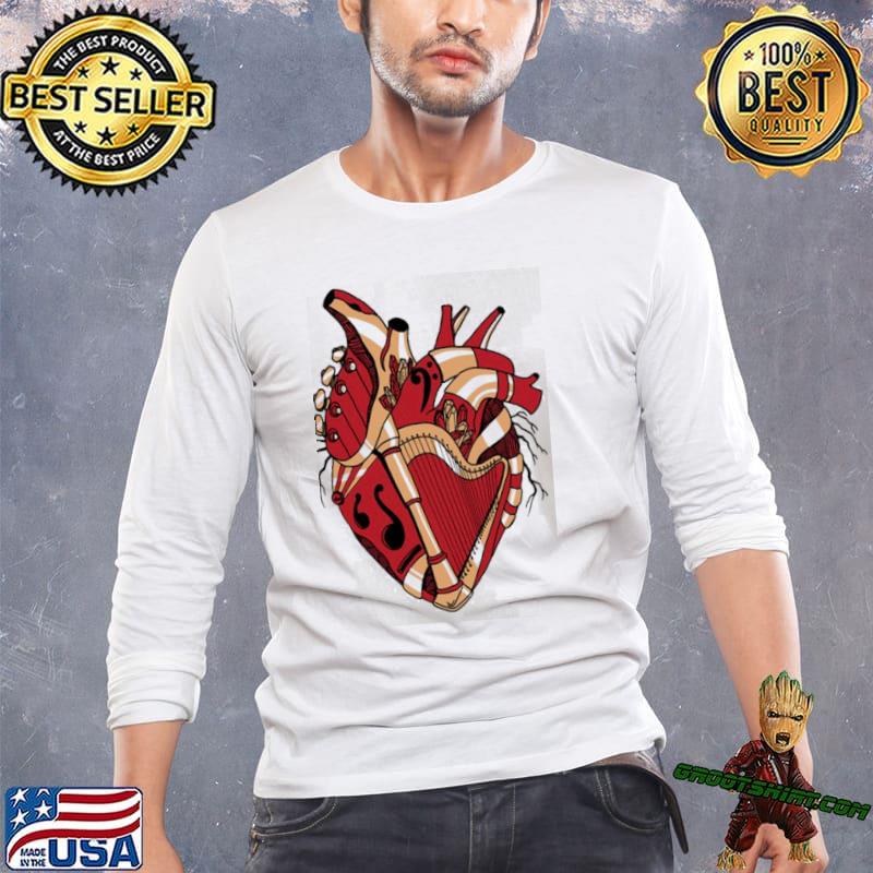 Red and cream no 2 musical heart trending classic shirt