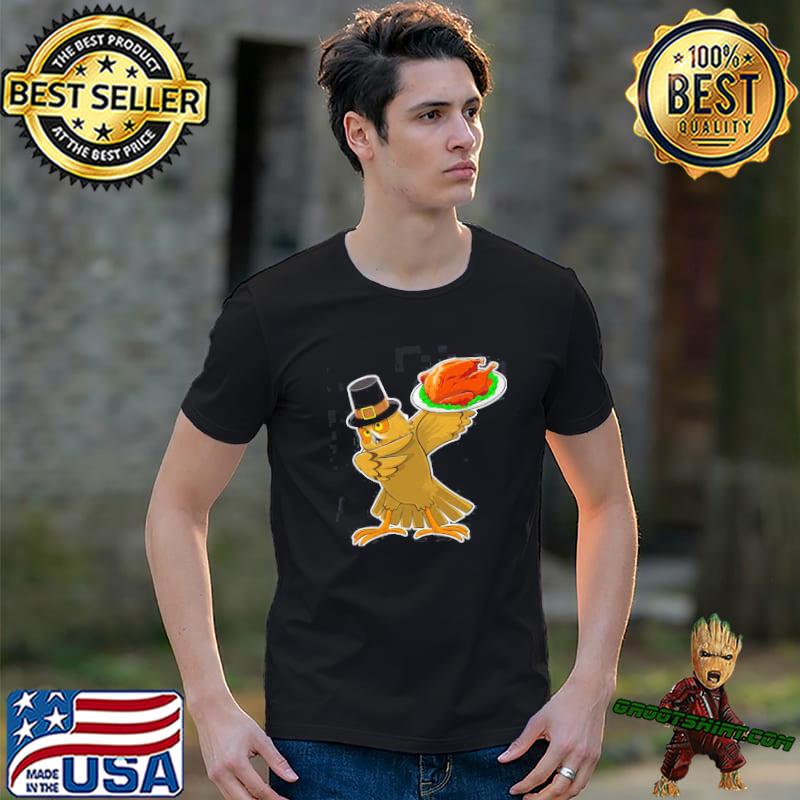 Thanksgiving owl dabbing holiday trending shirt