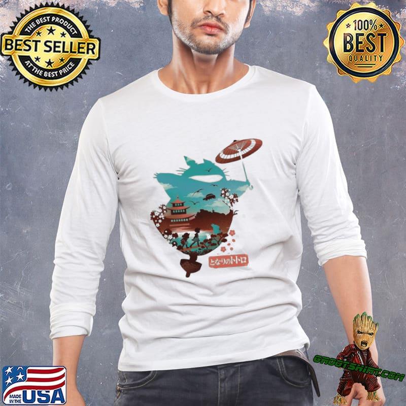 Totoro with umbrella cute art my neighbor totoro classic shirt