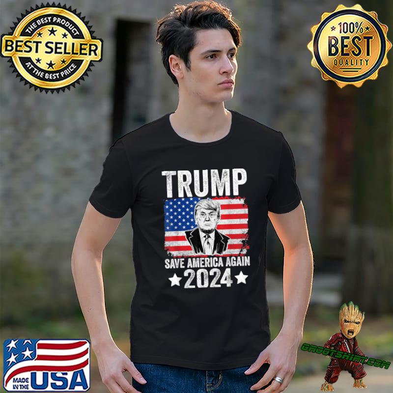 Trump save america again 2024 donald trump president election american flag T-Shirt