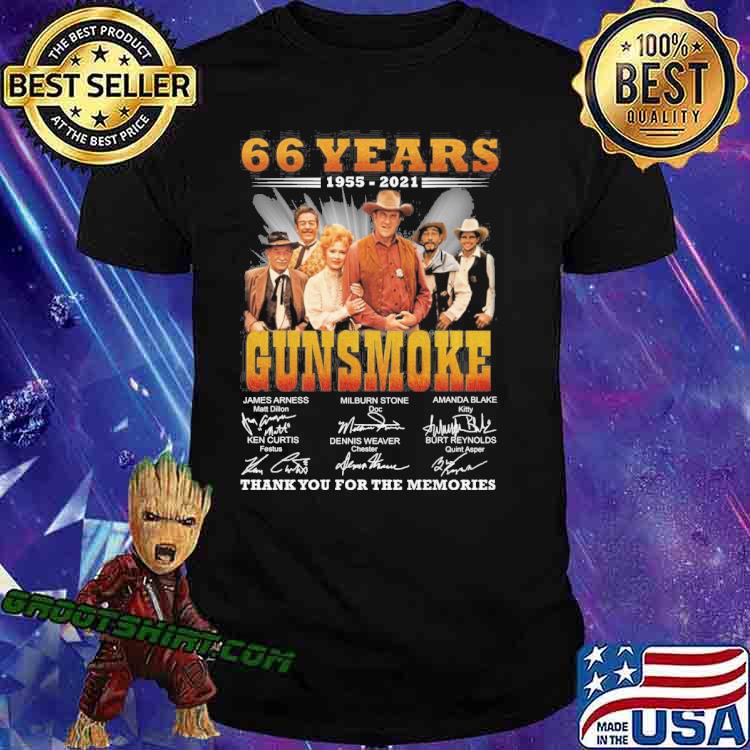 66 years 1955-2021 Gunsmoke thank you for the memories signatures shirt