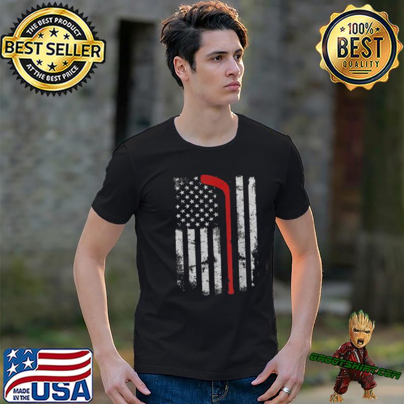 American Flag Hockey Usa Patriotic Hockey Player T-Shirt