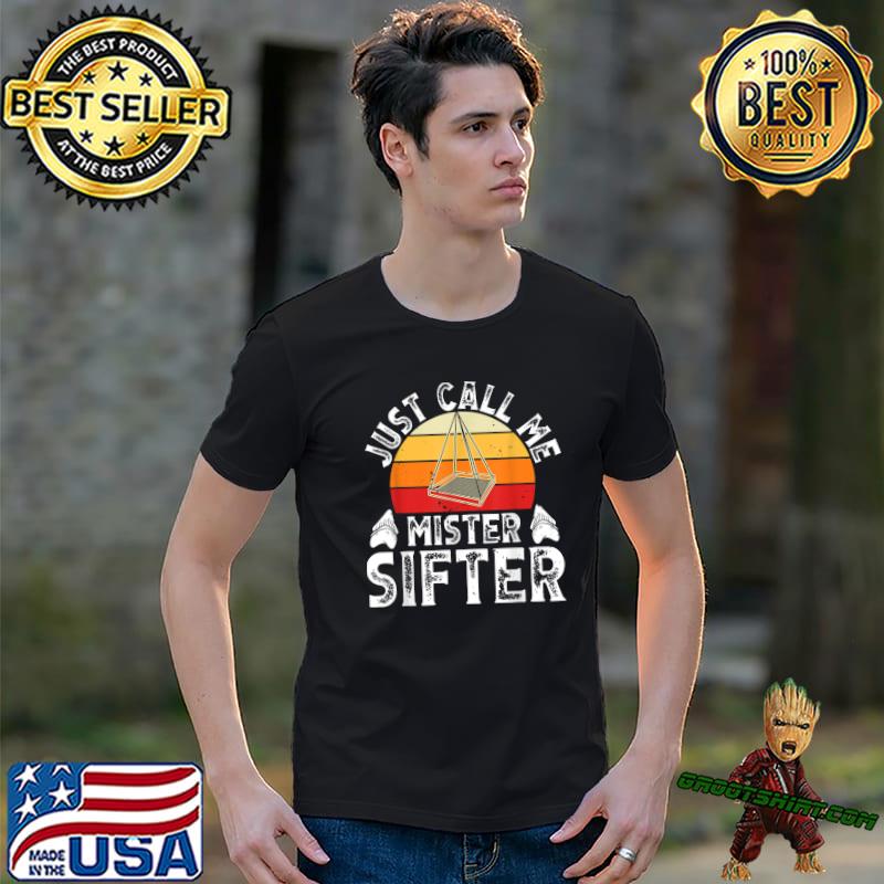 Just Call Me Mister Sifter Fossil Collecting Vintage Sunset Shark T-Shirt