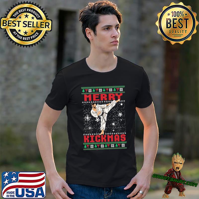Merry kickmas karate white man classic shirt