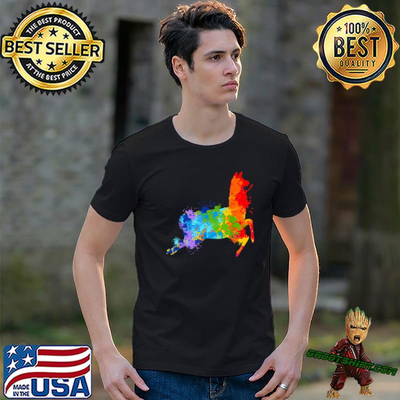 Splattering Paint Llama Drip Painting Llama Watercolor T-Shirt