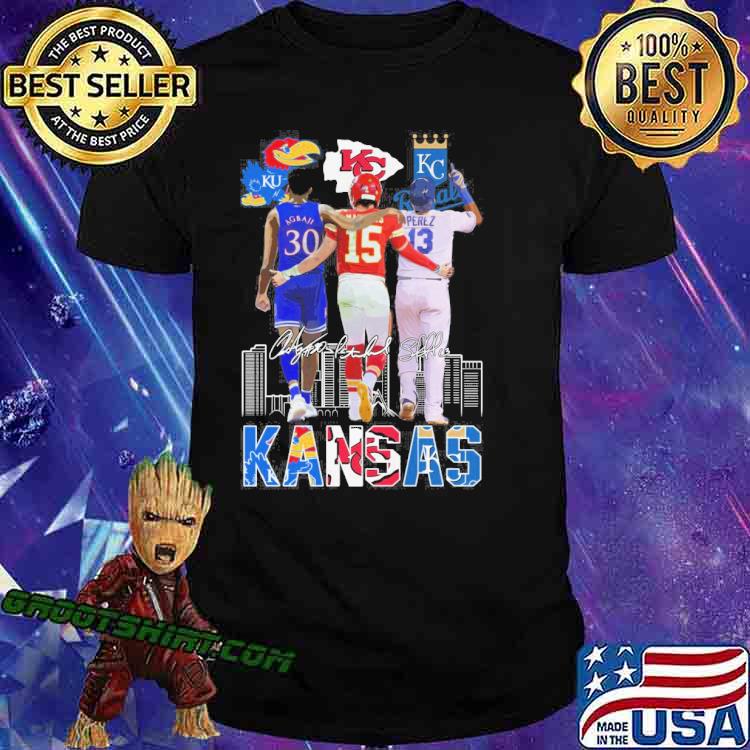 Kansas City Chiefs and Kansas City Royals city KU Kansas basketball signatures shirt