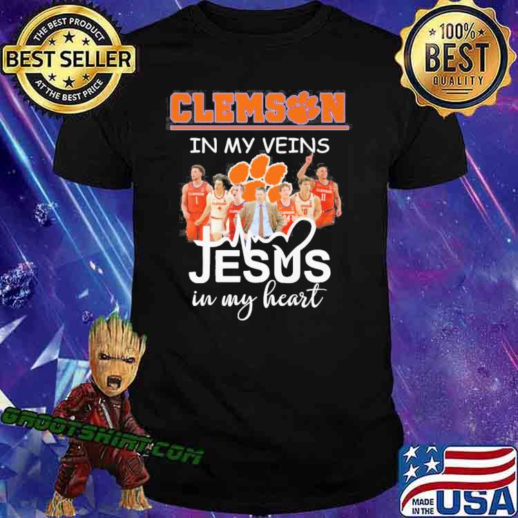 Clemson in my veins Jesus in my heart shirt