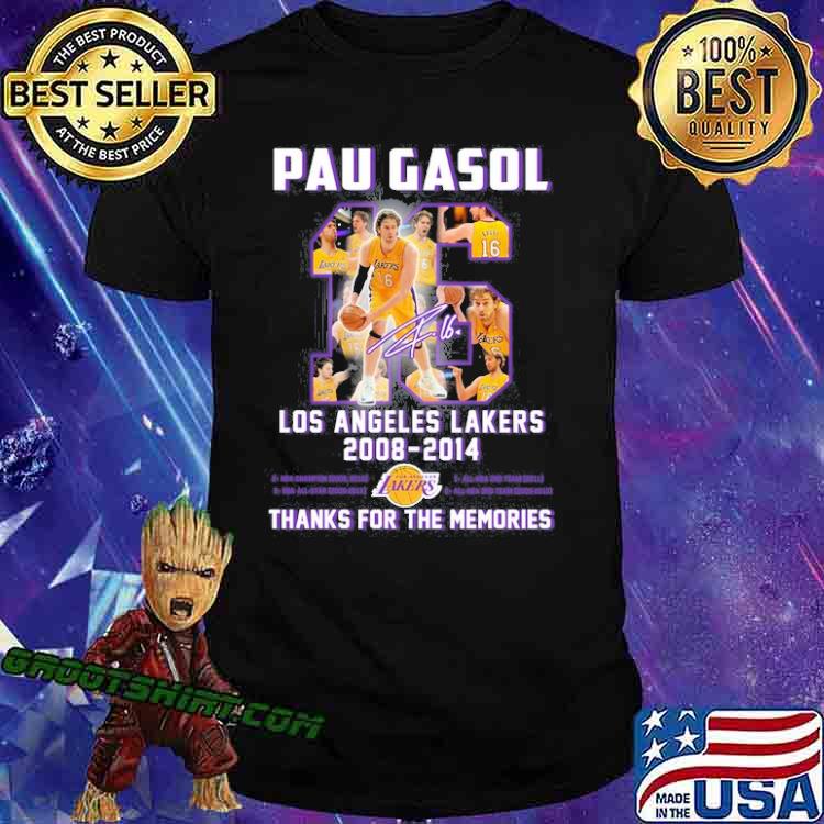 Pau Gasol Los Angeles Lakers 2008-2014 thanks for the memories signature shirt
