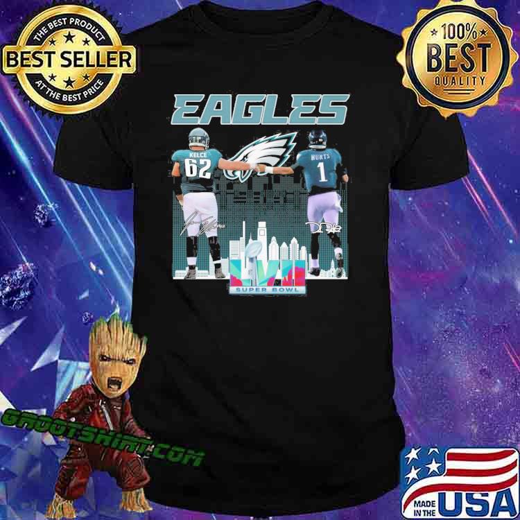 Philadelphia Eagles Kelce and Hurts super bowl signatures shirt