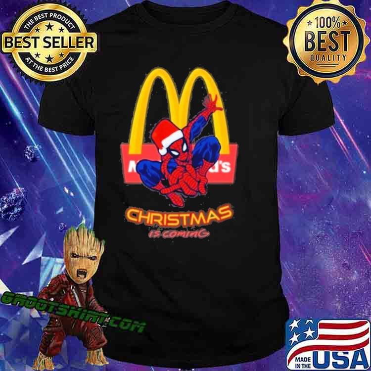 Spiderman christmas is coming McDonald's shirt