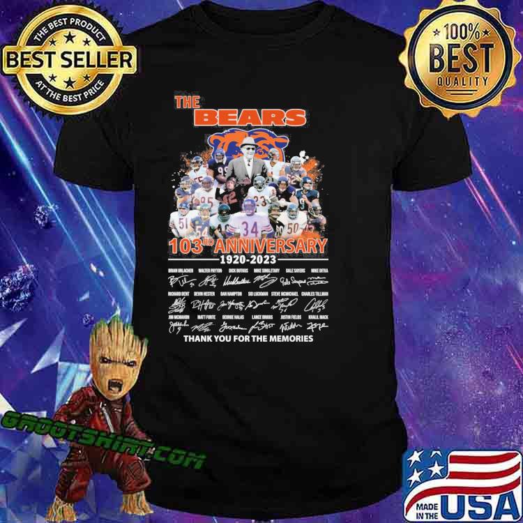 The Bears 103rd anniversary 1920-2023 thank you for the memories signatures shirt