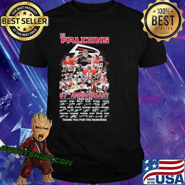 The Falcons 57th anniversary 1966-2023 thank you for the memories signatures shirt