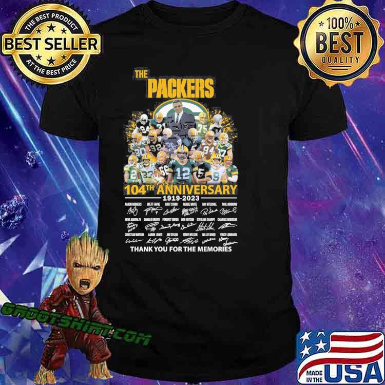 The Packers 104th anniversary 1919-2023 thank you for the memories signatures shirt