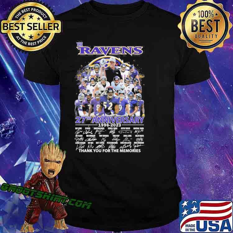 The Ravens 27th anniversary 1996-2023 thank you for the memories signatures shirt