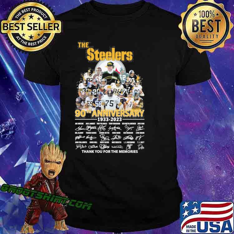 The Steelers 90th anniversary 1933-2023 thank you for the memories signatures shirt