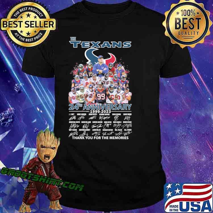 The Texans 24th anniversary 1999-2023 thank you for the memories signatures shirt