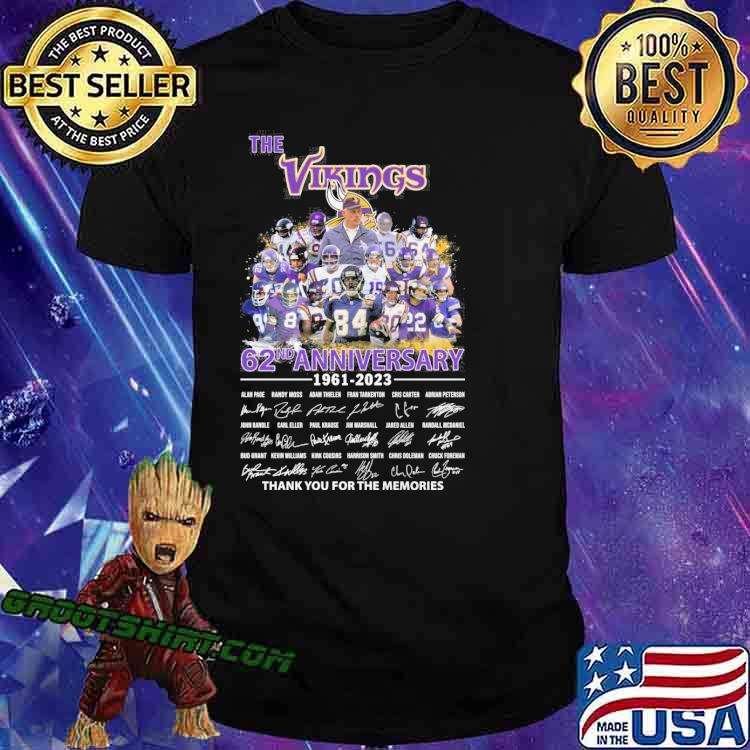The Vikings 62nd anniversary 1961-2023 thank you for the memories signatures shirt