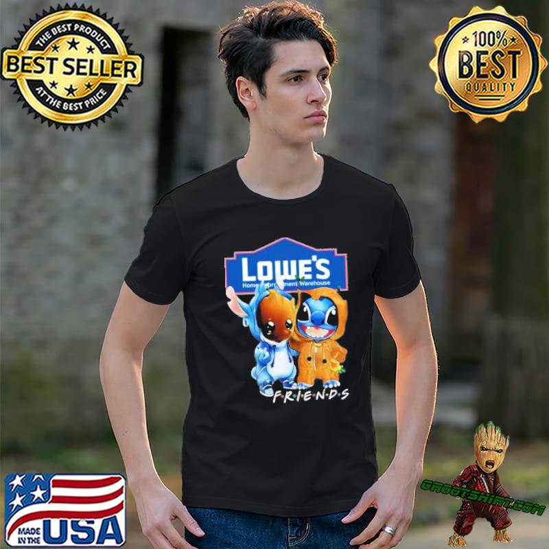 Baby groot and Stitch Lowe's warehouse friends shirt