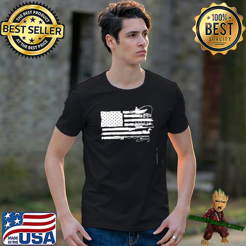 Fishing and Hunting American Flag shirt