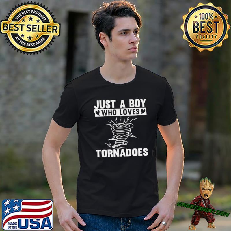 Just A Boy Who Loves Tornadoes Hearts T-Shirt