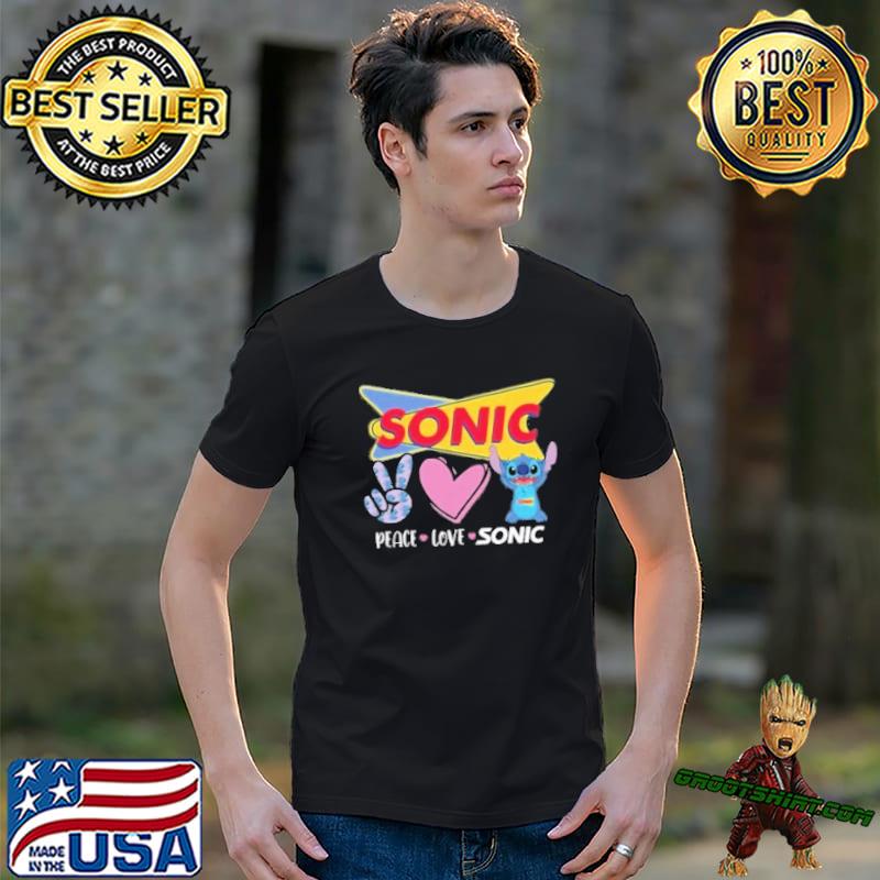 Sonic peace love sonic stitch shirt