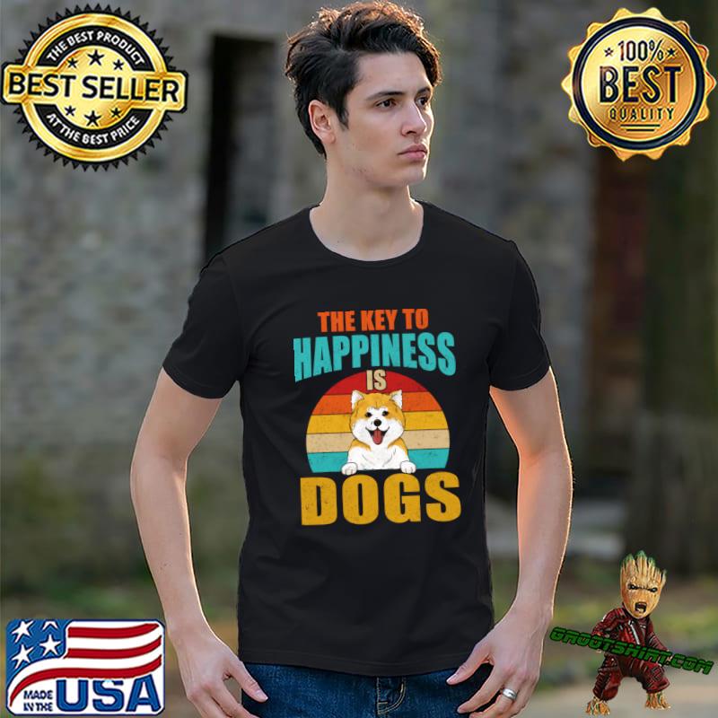 The Key To Happiness Is Dogs New Dog Parent Quote Vintage T-Shirt