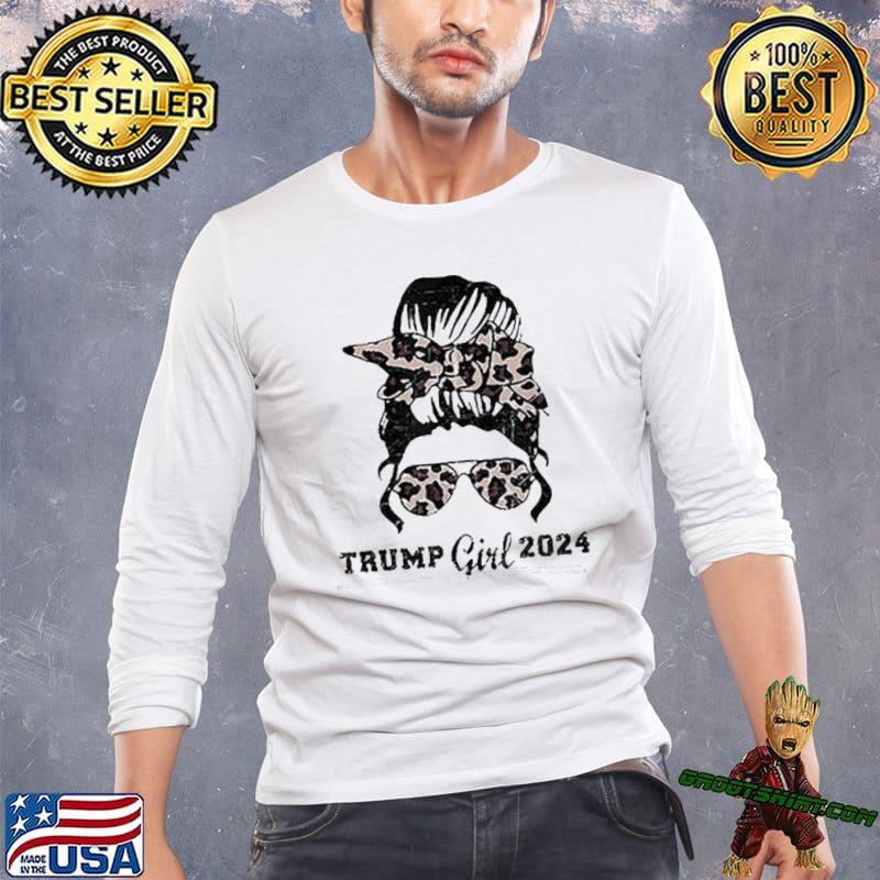 Trump Girl 2024 Leopard Shades Messy Bun shirt