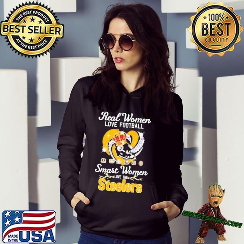 Real Women Love Football Smart Women Love The Steelers Diamond Heart 2023  Shirt